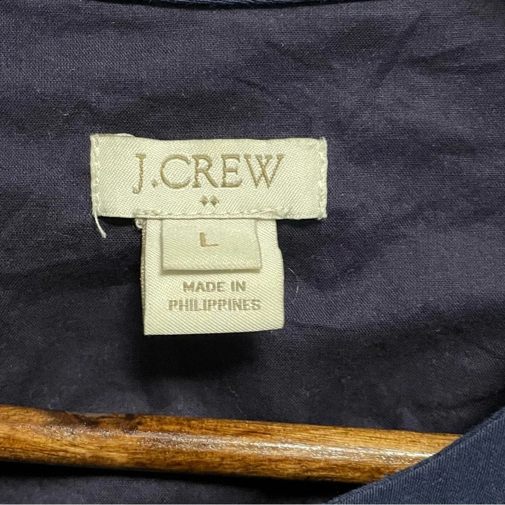 J. Crew Dark Blue Button-Up Long Sleeve Shirt Dress - Picture 8 of 11